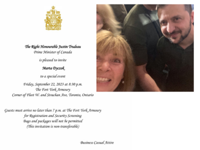 Trudeau Invite and Dyczok Zelensky Selfie